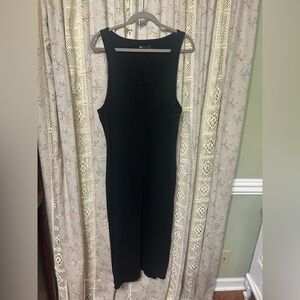 ASOS DESIGN Curve ribbed scoop neck tank midi dress in black size 18